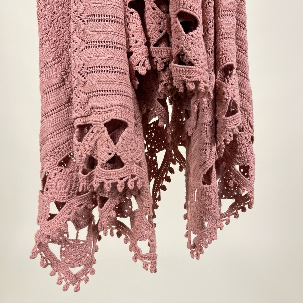 NWT Jonathan Simkhai x Intermix Crochet Knit Handkerchief Midi Dress in Blush - Picture 6 of 7